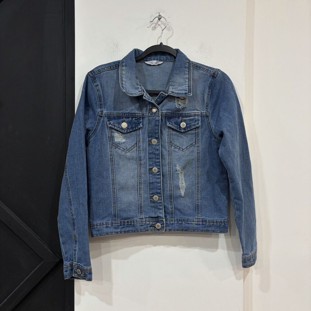 1511 Inc Cropped Denim Jacket Size Medium Cotton Distressed